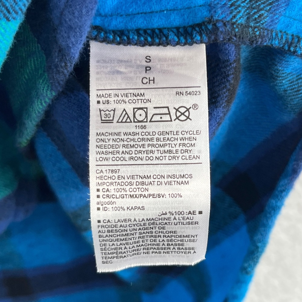 Old Navy Flannel Shirt Womens Small Blue The Boyfriend Shirt Plaid Cabincore - Picture 8 of 9